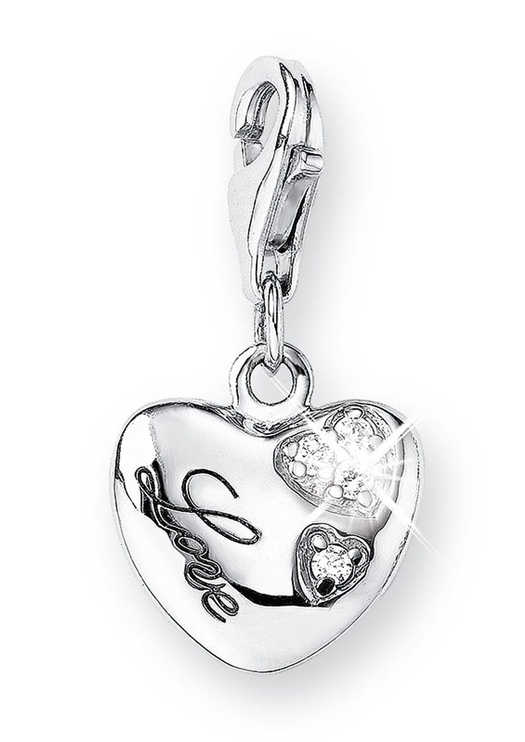 Charm Herz mit Schriftzug