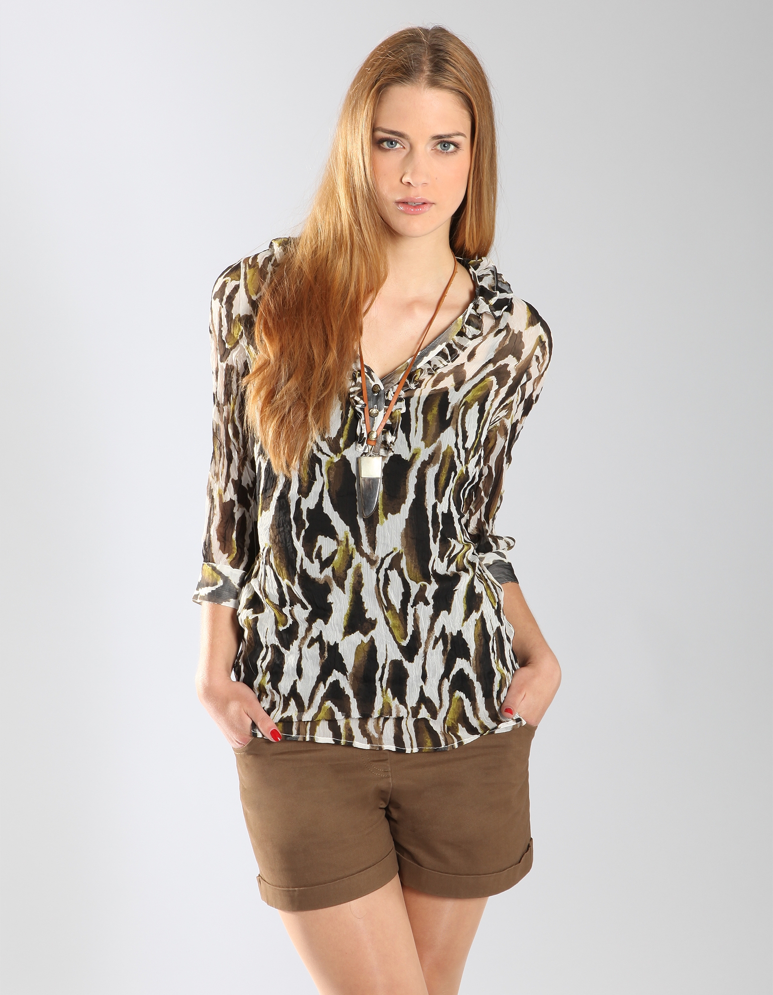 Chiffonbluse mit Animal-Print