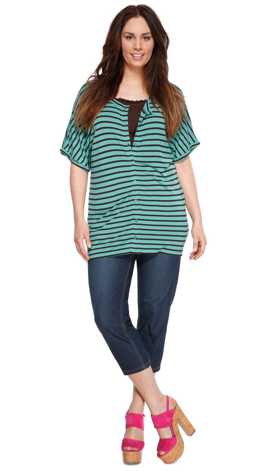 Outfit mit Streifenshirt und Jeans