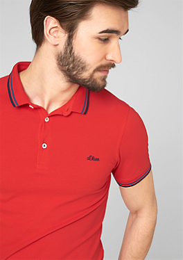 Piqué <b>polo shirt</b> + colour accents from s. - pique-polo-shirt---colour-accents-red-03.899.35.2408.3071_front