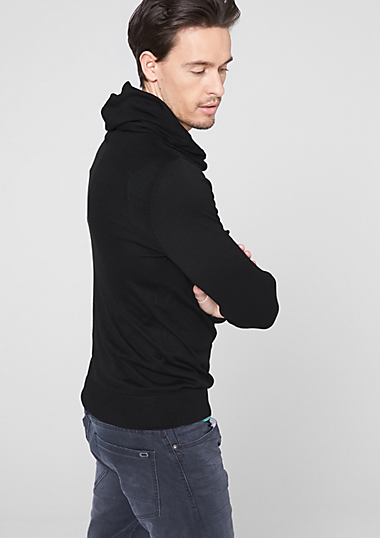 hooded fine knit jumper